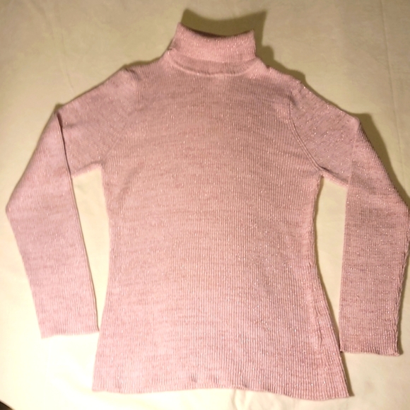 Basic Editions Sweaters - Basic Editions pink sparkle turtleneck Size XL